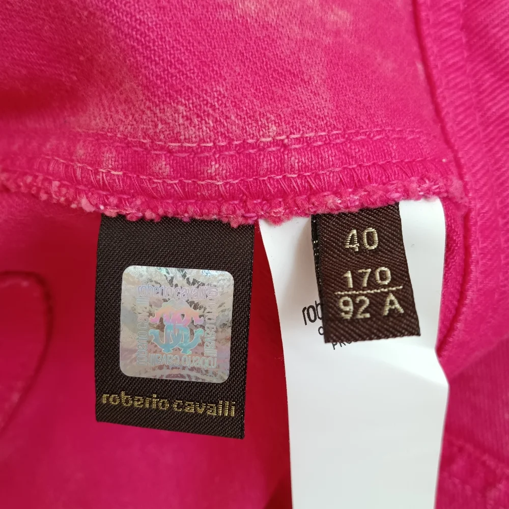 Roberto Cavalli Pink Acid Washed Denim Western Style Long Sleeve Mini Dress - Picture 12 of 13